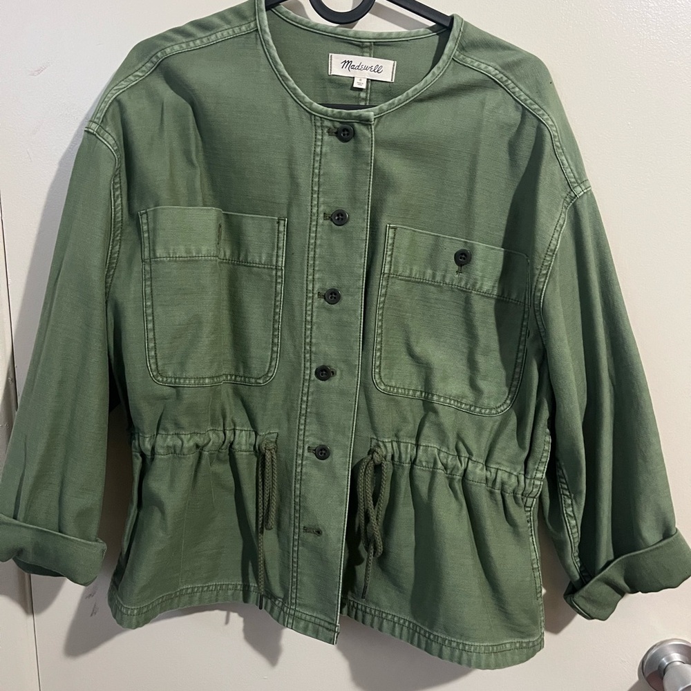 Madewell Green Utility Jacket Cropped Boxy Design